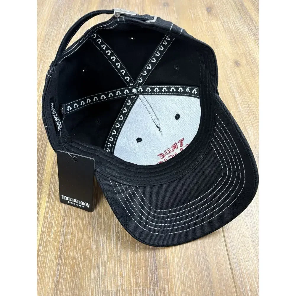 True Religion Buddha Trucker Hat Black Snapback Cap Mens One Size NWT Original